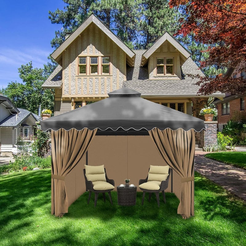 aonear Gazebo Privacy Curtains 10' x 12' with Zipper 4-Panels Side Wall Universal Replacement for Patio, Outdoor Canopy, Garden and Backyard (Curtain Only) - Image 5